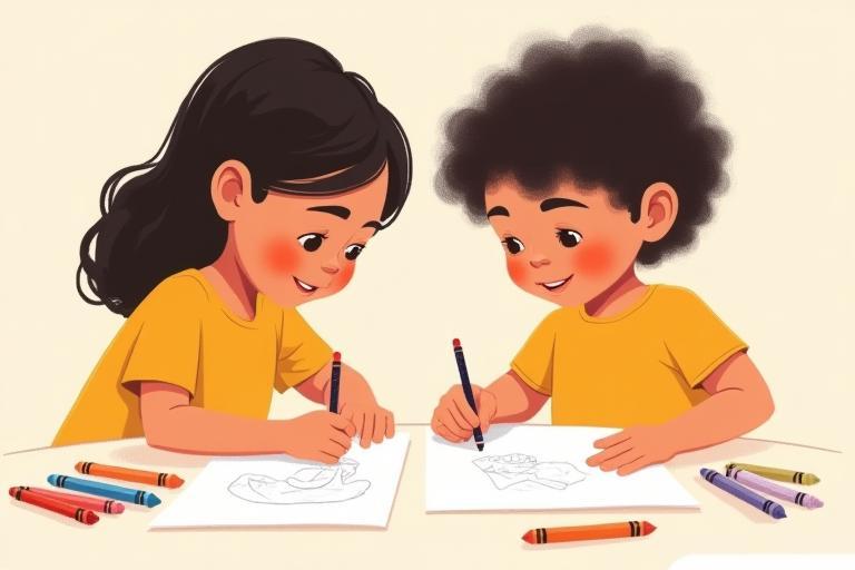 Illustrative image depicting the core issue of the cause: Children drawing together in a community space.