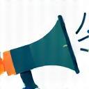 Icon representing spreading the word: Megaphone with speech bubble.